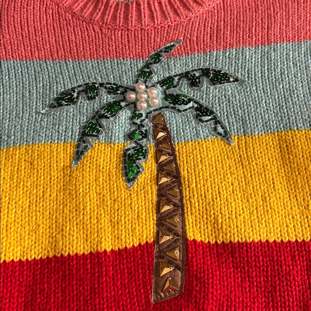 Wildfox Striped Embellished Cotton Sweater Distressed Size S - Picture 7 of 12